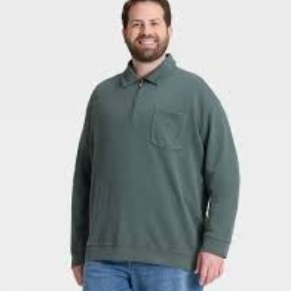 Goodfellow & Co. Mens Long Sleeve Zipper Neck Collard Sweatshirt  Pocket Size L